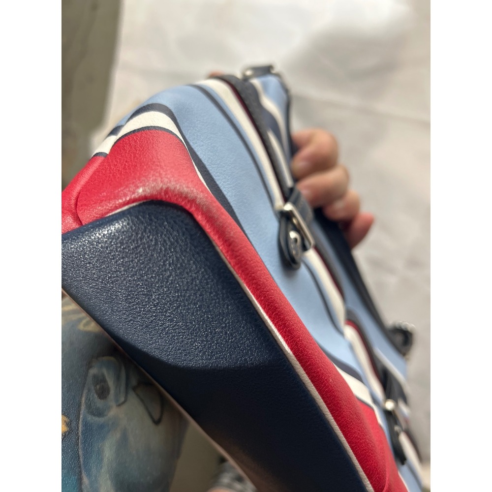 RL Chaps striped Crossbody Bag Red White Blue Nautical Faux Leather. - Picture 7 of 10